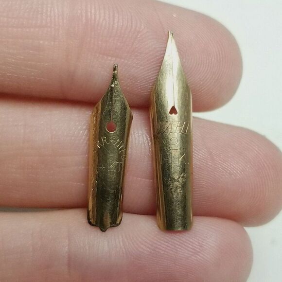 Vintage Lot of 2 14k Yellow Gold Fountain Pen Nibs, 0.6 Grams - AS IS - Picture 8 of 8